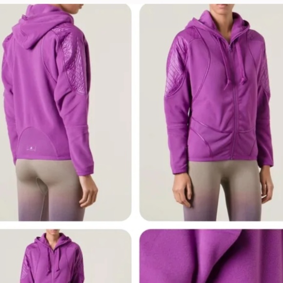 ADIDAS BY STELLA MCCARTNEY Women Fleece Hoodie Zipped Jacket Purple Size Small - Picture 1 of 16